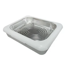 알루미늄 호일 캐리어 팬 뚜껑 포함 휴대용 보존 호일 식품 저장 용기 캠핑 피크닉 바베큐 단열 접시, 02 white