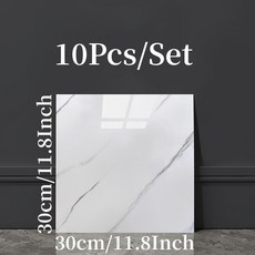 PVC 평면 모조 석 타일 바닥 스티커 자체 접착 벽 방수 욕실 거실 데칼 30x30cm 10 개, [02] White-Stripe