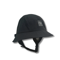 MOUNTSEA CREW潛水防曬帽，快乾透氣，可調節帽圍52-58cm，耳帽帶帽繩雙重固定, 黑色