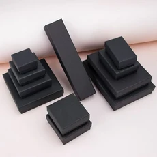 보석 선물 상자 패키지 판지 직사각형 스폰지 줄 검은 암소 가죽 흰색, 11 5x5x3cm, 02 5pcs, 02 black