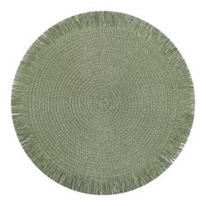 圓形紙編織餐墊, 綠色, 1個, 38CM 含流蘇，常規包裝 ≈55g