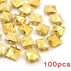 100개 사각 클로 리벳 금속 크 스터드 6-12mm 피라미드 리벳 가죽 옷신발가방벨트용 펑크 DIY, 12mm, [00] Square Gold