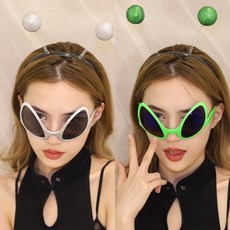 외계인 인싸 파티 선글라스 안경 4color 특이한 웃긴 쓸데없는 선물 썬글라스 생일, 1개, 그린-블랙 1개, 그린-블랙