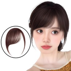 상덕 앞머리 가발 시스루뱅 인모 % 머릿결 좋은, 2개, 다크브라운