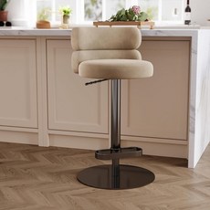 CAROCC 카운터 높이 바 스툴 등받이 모던 조절 가능한 회전 의자 골드 레그 주방 아일랜드 거실 커피 숍 1개 세트 (카키 + 블랙), 카키+블랙