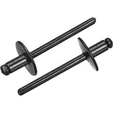 uxcell 100Pcs 18x38 대형 플랜지 헤드 블라인드 리벳 아연 도금 탄소강 그립 및 맨드릴 캡 빨간색, 3/16"x5/16", Black