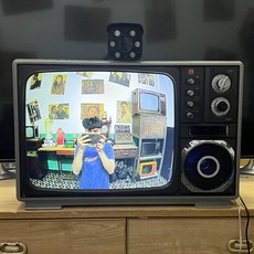 레트로 TV 송출카메라 흑백 촬영 장식품 빈티지 사진, 1개, 17인치 컬러+카메라