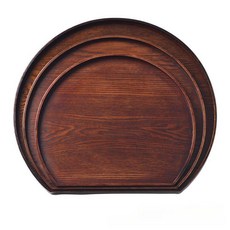 우드 반달 트레이 디저트 플레이팅 나무쟁반 반원형 접시, 다크 대형 36x32x1.6, 1개