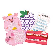 키룸 아동용 말랑폭신 돼지저금통 칭찬스티커판 세트, 돼지저금통-꿀이, 1세트