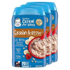 거버 아기 시리얼 베이비 오트밀 그레인 그로우 릴 비츠 바나나 스트로베리 227g 3팩, 3개