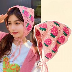 스카프 헤어커치프 반다나 얇은 머리띠 여성 두건 헤어 보넷 프릴 레이스