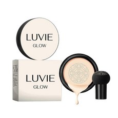 Luvie Glow 파운데이션 쿠션 머쉬룸 헤드 에어 쿠션 CC 크림 페이스 메이크업 모든 피부 타입에 오래 지속되는 밝은 (WARM), 아이보리, 1