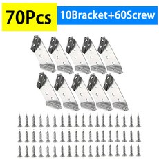 스테인리스 스틸 코너 브래킷(나사 ) 90도 목재 가구 선반 캐비닛 코너 커넥터용 직각 1 30개, 70Pcs