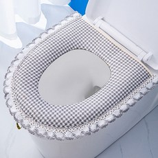 防水馬桶坐墊，四季通用，易清潔，柔軟觸感，拉鍊設計, 1只 千鳥格灰色【不防水】, 1個