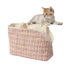 HOSTK 소형 애완동물 짜 여진 슬링백 강아지 고양이 반려동물 이동가방, 1개, 분홍색