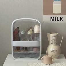 DFMEI 嬰兒奶瓶收納盒家用多層帶蓋大容量奶瓶展示架防塵家用置物架, 1個, 如圖