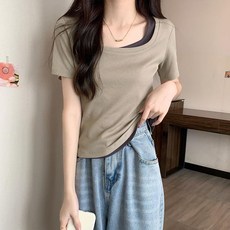 임산부 수유 반팔티 데일리 여성 여름 산후 수유용 티셔츠 슬림핏 소매 블라우스 팬츠 스타일 거짓 두개 JXH