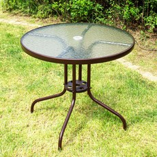 유니스 강화 800 원형 테이블 유리 야외 정원 카페 테라스 인테리어 매장 업소 간이, 초코