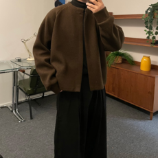 르위 캐시미어 울 크롭 라운드 가디건