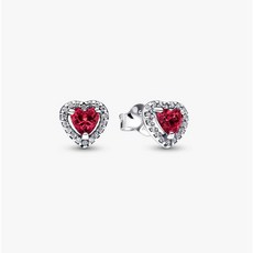 판도라 Elevated Red Heart Stud 귀걸이 298427C04
