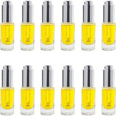 원통형 성형 8ML 오일세럼 유리병 18415 칼라 피펫 드롭퍼 프레스 드롭퍼 디스펜싱 병12개 세트브라이트 골드 알루미늄 클래드브라이트 골드 도금, Bright silver-plated aluminum