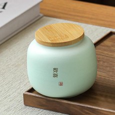 粗陶茶葉罐四罐組 禪風禮盒裝, 青色茶罐單個 - 歡喜簡裝, 1套