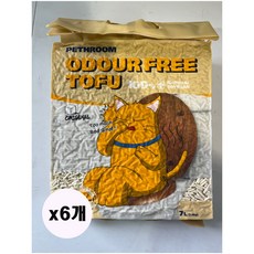 페스룸 오도어 프리 고앙이 두부 모래 오리지널, 6개, 7L, 두부향