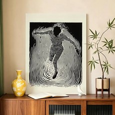흑백 라인 아트 그림 서예 캔버스 포스터 벽 예술 미적 장식 거실, E. 30X40cmFrameless