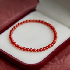 예즌Trongau 4mm 자마노 팔찌 빨간색 비즈팔찌 소원 행운옥팔찌 예쁜 슬림팔찌GSL0288