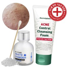 시크릿플랜트 아크네 컨트롤 티트리 여드름 클렌징폼+ AC 퓨어 스팟 화이트 파우더, 1개