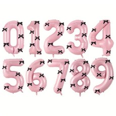 숫자 리본풍선 파티 생일풍선, 숫자3, 1개, 핑크