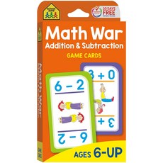 스쿨존 수학 전쟁 덧셈 및 뺄셈 게임 카드: 56장 유치원 1학년 2학년 숫자 사실 초기 6세+, Cards