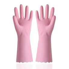 플로킹 안감 장갑 고무 청소 설거지용 추운 날씨 미끄럼 방지 주방용, 색상: 2. 핑크 / 크기: A. L, 1개