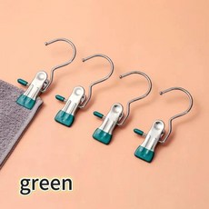 빨래집게 휴대용 옷걸이 클립 바지 양말 보관, 1개, 2. green