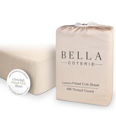 Bella Coterie 럭셔리 대나무 비스코스 아기 침대 시트 | 유기농 재배 | 매우 부드러움 | 더 나은 수면을 위한 쿨링 | 아기 침대 및 유아 매트리스용 딥 포켓 매트, Champagne