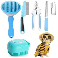 와이낫펫 강아지 고양이 브러쉬 발톱깎이 6종 세트, 1세트, 블루