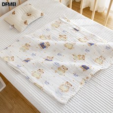 DFMEI 嬰兒紗布蓋被棉雙單層紗布蓋毯兒童浴巾成人毛巾被寶寶, 1個, 水洗棉紗棕熊:100cm*110cm