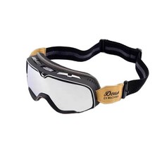 오토바이 변색고글 밴드 스키 바이크고글 클래식 라이딩 고글 은색 (검은색/흰색 테두리), 빨간색 필름 (흰색/빨간색 테두리)