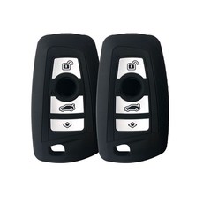 BMW 3버튼용 3 5 7 시리즈 A형 (호환가능) 실리콘 스마트키 케이스 1+1, 블랙, 2개