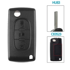 KEYYOU 3 버튼 원격 자동차 키 쉘 케이스 Fob 푸조 207 208 307 308 408 파트너 플립 접이식 HU83 블레이드, 10 Light HU83 CE0523, 01 For Peugeot