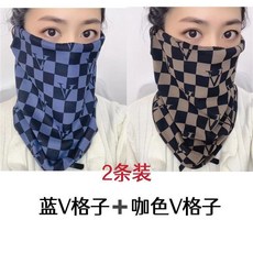 圍脖秋冬女韓版頭帶保暖德絨掛耳面罩護頸脖套百變圍巾男防風口罩, 德絨掛耳-[藍色格子+麥穗花], 1個