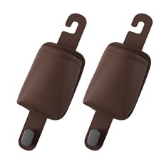 범용 차량 뒷좌석 행거 정리함 헤드레스트 음료 홀더 보관 포켓, 갈색