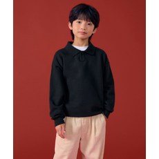 MUSINSA STANDARD KIDS 기모 오버사이즈 칼라드 스웨트셔츠 [블랙] 196444