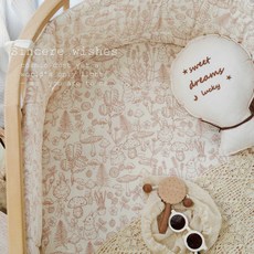 嬰兒牀牀笠純棉a類寶寶拼接牀牀墊套四季牀罩兒童幼兒園牀單, 南枝海棠-雙層紗牀笠