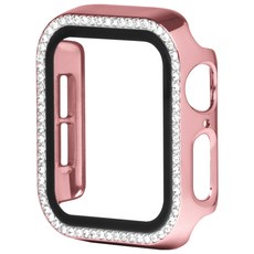 티엑스엘엑스 애플워치 큐빅 크리스탈 풀커버 케이스, 핑크, 1개