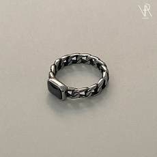 VARAM 써지컬316L스틸 사각 블랙 오닉스 원석반지