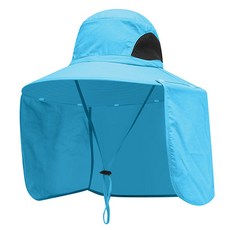 stillmonaco Snaple大帽簷網狀遮陽防水釣魚草帽, 水色