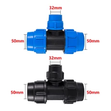 20/25/32/40/50mm PE 파이프 티 감속기 호스 커넥터 맞춤 정원 관개 피팅 플라스틱 분배기, 01 Blue, 08 50 x 32 x 50