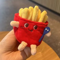 회색냥이키링 귀여운 고양이 캣 깜냥이 미니인형 소프트 백팩 쓴 깜장 개 큐트, B. 감자튀김