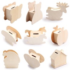 아이디몬 나무저금통 모양 동전 우드 만들기 꾸미기 그리기 저금통, 나무저금통-하트